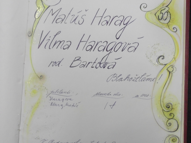 Matúš Harag  a Vilma Haragová - 50. výročie sobáša 
